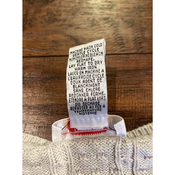 Talbots Women’s Light Beige Cotton Sweater Cable Knit Edge Ribbed Size Large - Picture 7 of 8
